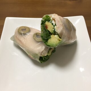 柔らか茹で鶏の生春巻き